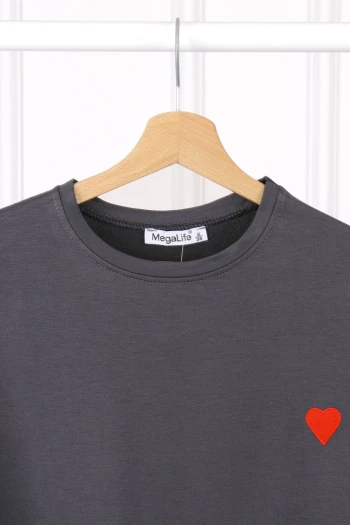 Füme Nakışlı Kısa Kol Modal T-Shirt