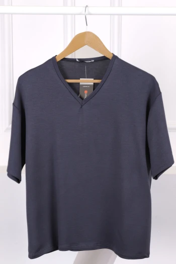 Füme V Yaka Kısa Kol T-Shirt