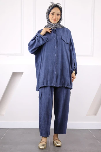 İndigo Tunik Pantolonlu Takım