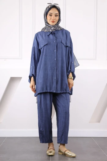 İndigo Tunik Pantolonlu Takım