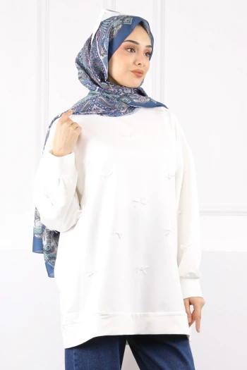 Krem Fiyonk Detaylı Modal Sweatshirt
