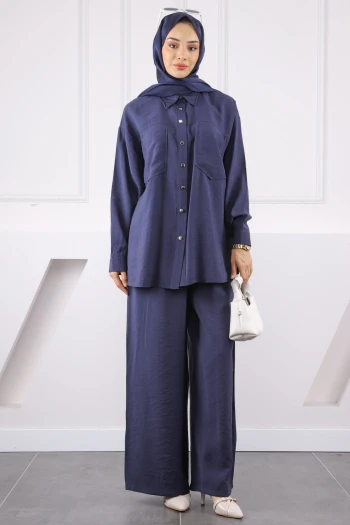 Lacivert Cepli Modal Tunik Pantolonlu Takım