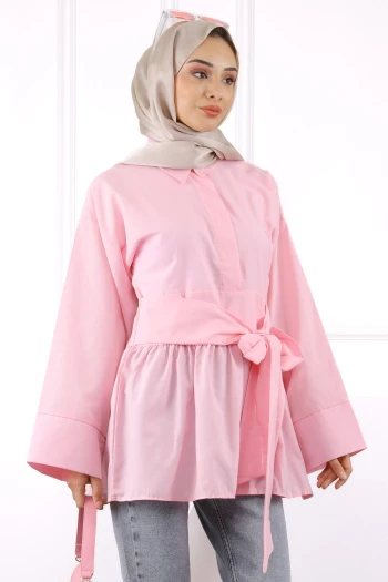 Pembe Bel Kuşaklı Tunik