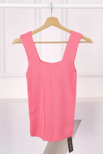 Pembe Kare Yaka Bluz