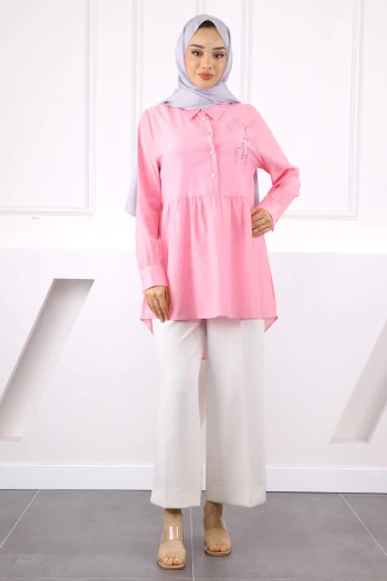 Pembe Taş Detaylı Tunik