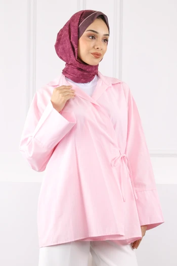 Pudra Yandan Bağlamalı Kimono