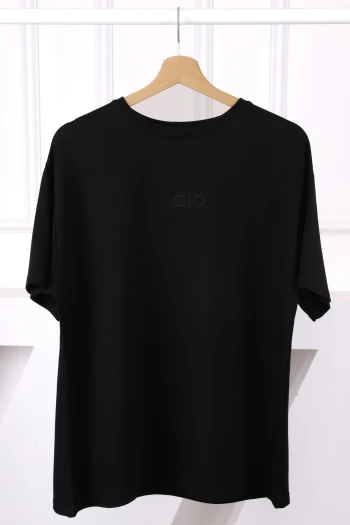 Siyah Nakışlı Kısa Kol Modal T-Shirt