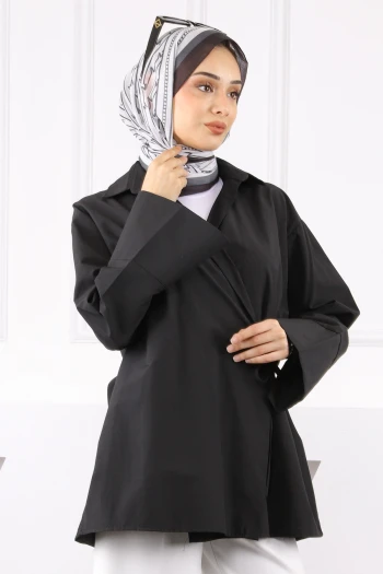 Siyah Yandan Bağlamalı Kimono