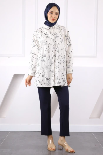 Taş Kendinden Nakışlı Gömlek