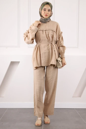 Vizon Beli İpli Tunik Pantolonlu Modal Takım
