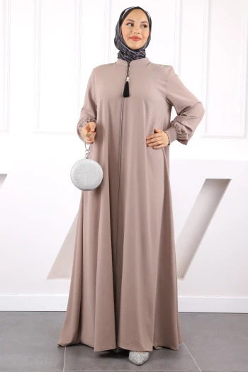 Vizon Kol Lastikli Fermuarlı Ferace