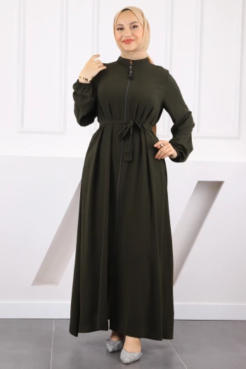 Zümrüt Yeşili Kol Lastikli Ferace