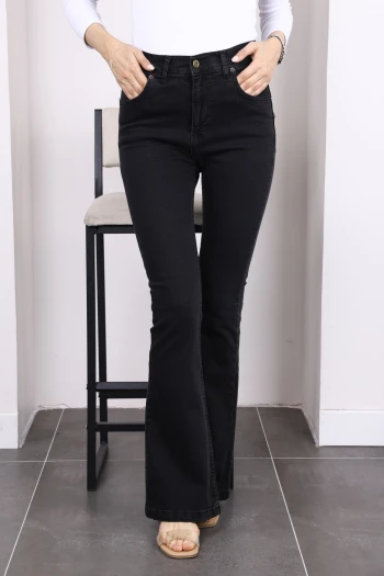 Antrasit Yüksek Bel İspanyol Paça Jeans Pantolon