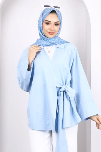Bebe Mavi Yan Bağlamalı Kimono
