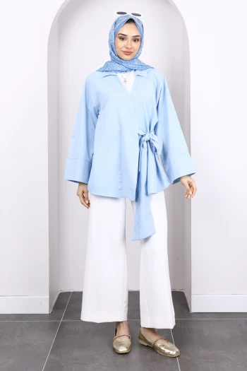 Bebe Mavi Yan Bağlamalı Kimono