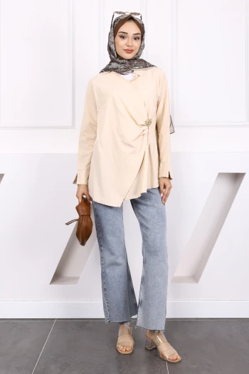 Bej Toka Detaylı Kimono