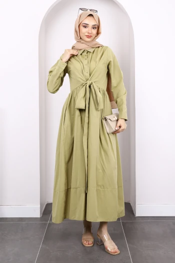 Çağla Bel Kuşaklı Elbise