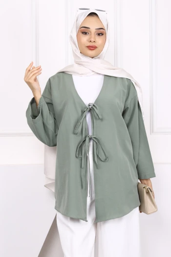 Çağla Ön Bağlamalı Kimono