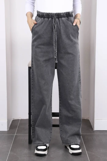 Füme Bel Lastikli Salaş Palazzo Kot Pantolon