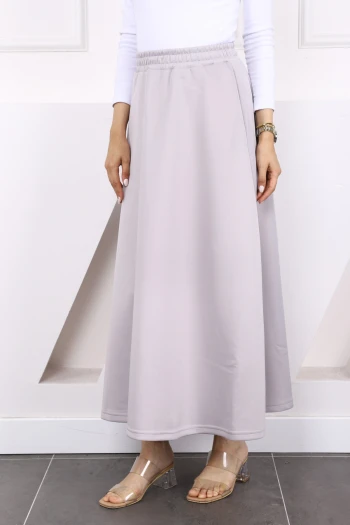 Gri Bel Lastikli Scuba Kloş Etek