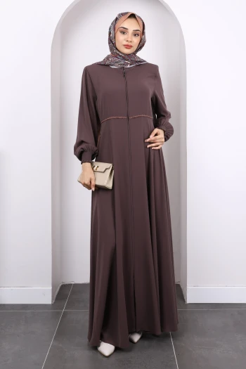 Koyuv Vizon Kol Gipeli Fermuarlı Ferace