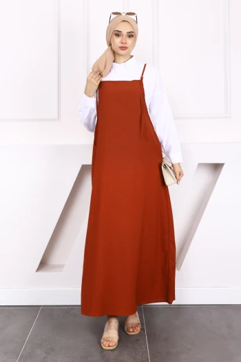 Kremit Tesettür Jile Elbise