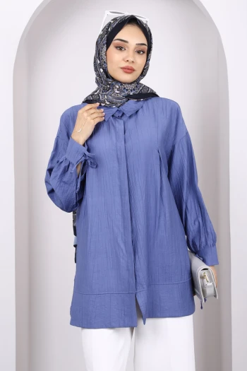 Lila Kol Bağlamalı Tunik