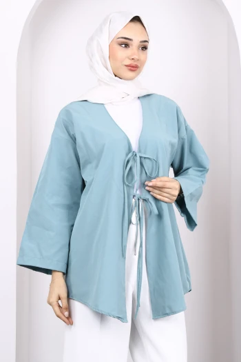 Mint Ön Bağlamalı Kimono Tunik