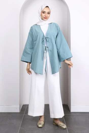 Mint Ön Bağlamalı Kimono Tunik