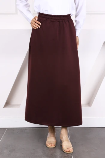 Mürdüm Bel Lastikli Scuba Kloş Etek