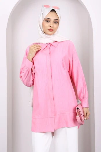 Pembe Kol Bağlamalı Tunik