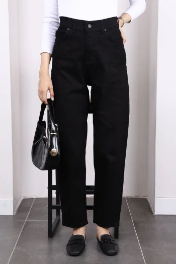 Siyah Yüksek Bel Mom Jeans Pantolon
