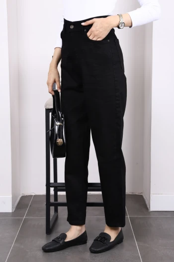 Siyah Yüksek Bel Mom Jeans Pantolon