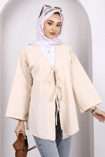 Taş Ön Bağlamalı Kimono Tunik