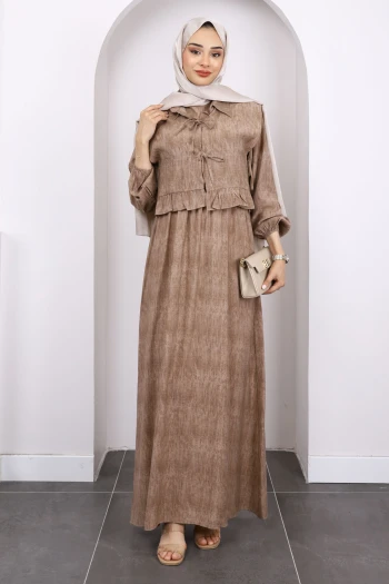 Vizon Yelek Kombinli Bel Lastikli Elbise