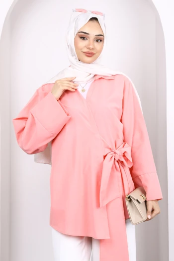 Yavruağzı Yan Bağlamalı Kimono