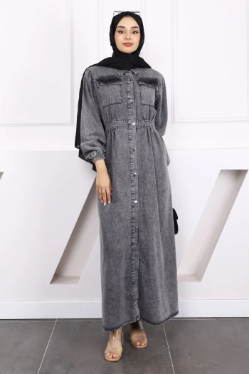 Antrasit Cepli Kot Elbise