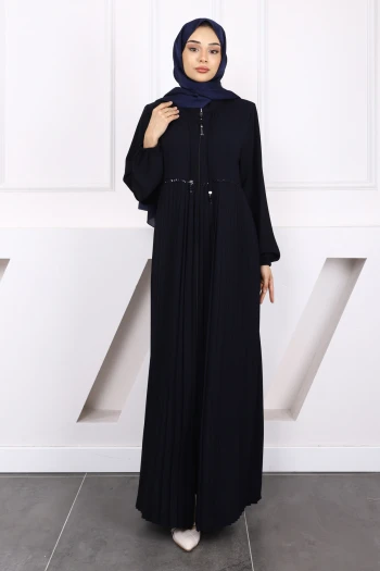 Lacivert Kol Lastikli Piliseli Ferace