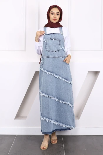 Mavi Püskül Detaylı Cepli Kot Jile