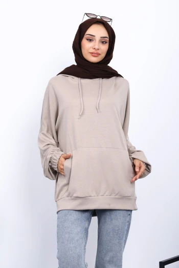 Vizon Kanguru Cepli Modal Sweatshirt