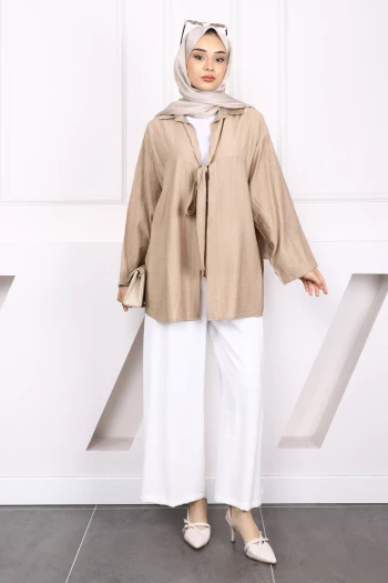Vizon Ön Bağlamalı Modal Kimono