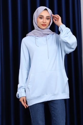 Bebe Mavi Kanguru Cepli Modal Sweatshirt