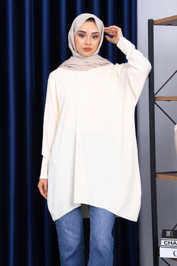 Bej Bisiklet Yaka Merserize Tunik