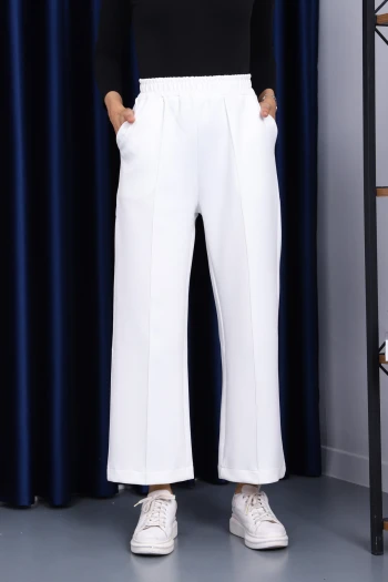 Ekru Çimalı Cepli Scuba Pantolon