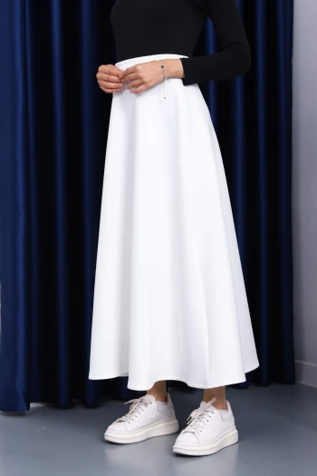 Ekru Scuba Kloş Etek