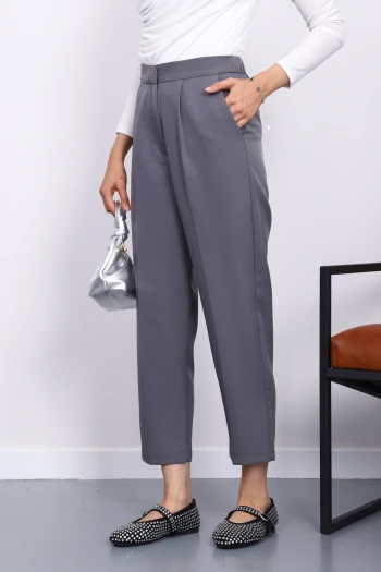 Füme Dabıl Bel Lastikli Havuç Pantolon