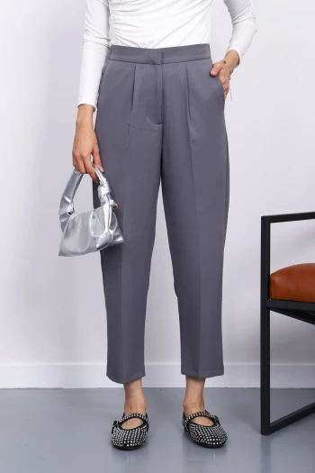 Füme Dabıl Bel Lastikli Havuç Pantolon