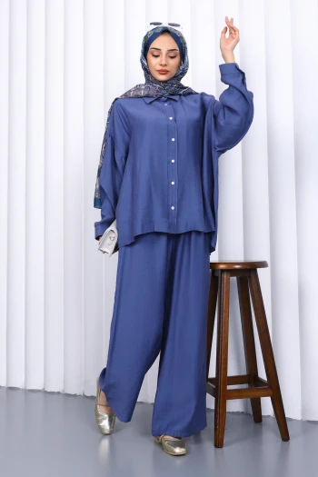 İndigo Gömlek Pantolonlu Takım