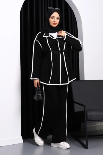 Siyah Biyeli Modal Ceket Pantolonlu Takım