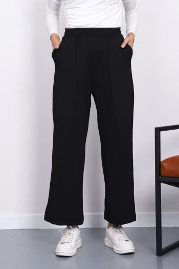 Siyah Çimalı Cepli Scuba Pantolon